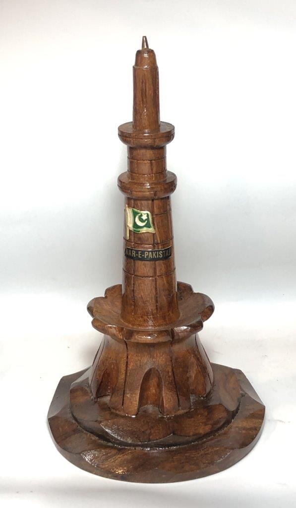 Hand Carved Wooden Minar-e-Pakistan Miniature (8 x 4.5 inches, 260g) - Pakistani Souvenir (1 of 4)