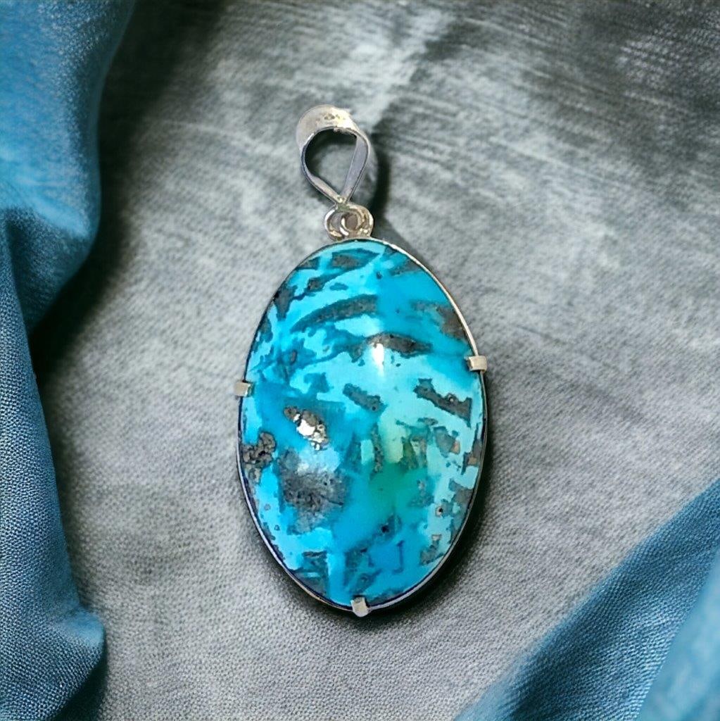 Natural Turquoise Pendant With UNUSUAL Pyrite Inclusion: Natural Turquoise Pendant With UNUSUAL Pyrite Inclusion Shipping: 