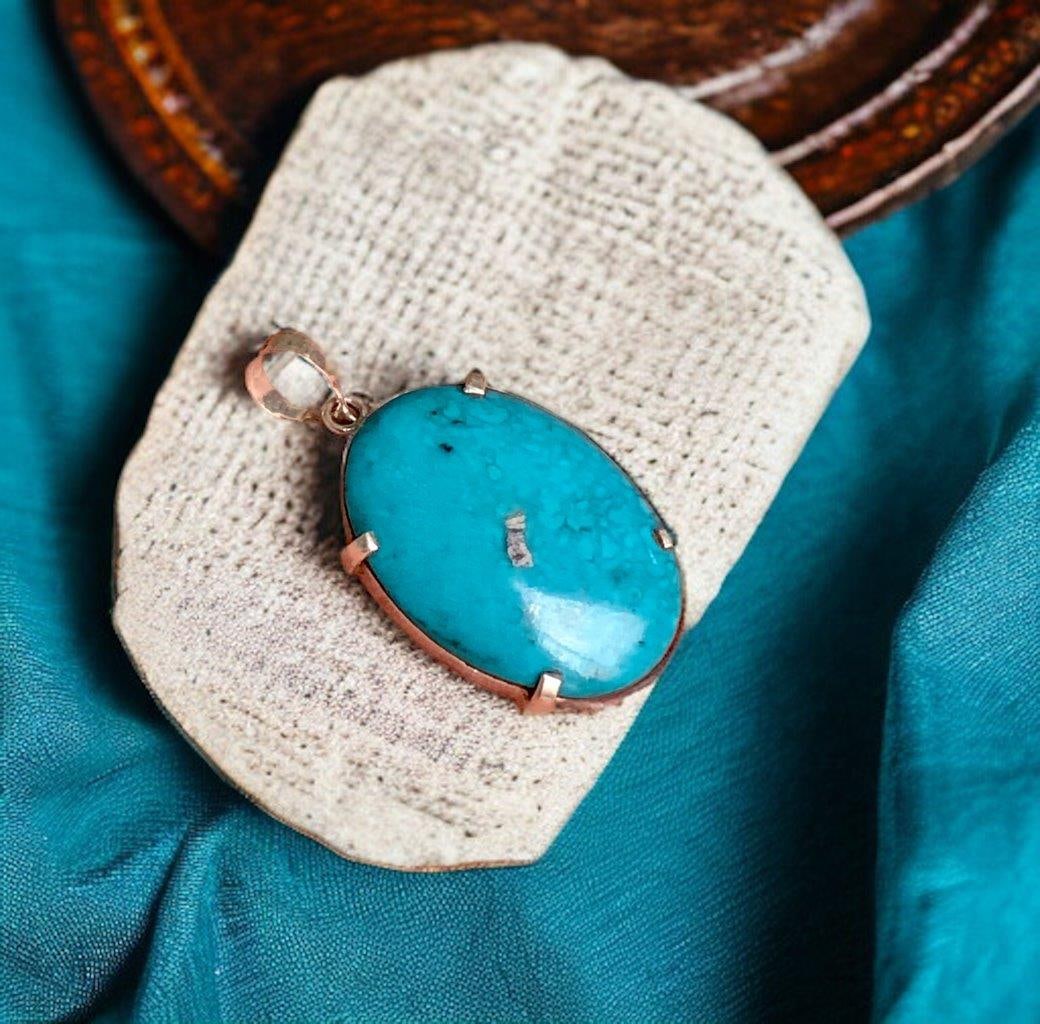 High Quality Natural Turquoise Pendant With Pyrite Inclusion Necklace (1 of 3)