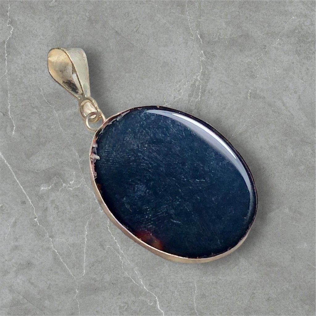 Beautifully Carved Black Agate Pendant (1 of 2)