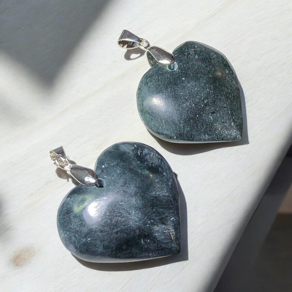 Nephrite Jade Heart pendants (1 of 2)