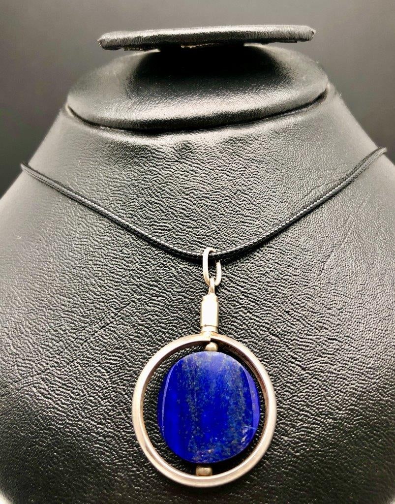 BEAUTIFUL STERLING SILVER LAPIS SPINNING PENDANT (1 of 4)
