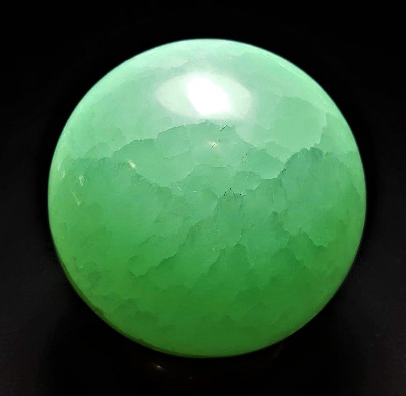 494 Grams Bright Teal Pistachio Calcite Sphere - 69 mm (1 of 3)