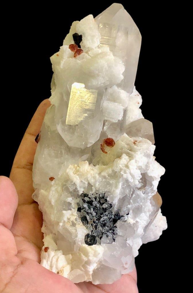 700 Grams Quartz Black Tourmaline Garnet Combination Mineral Specimen - 130X100X70 mm (1 of 3)