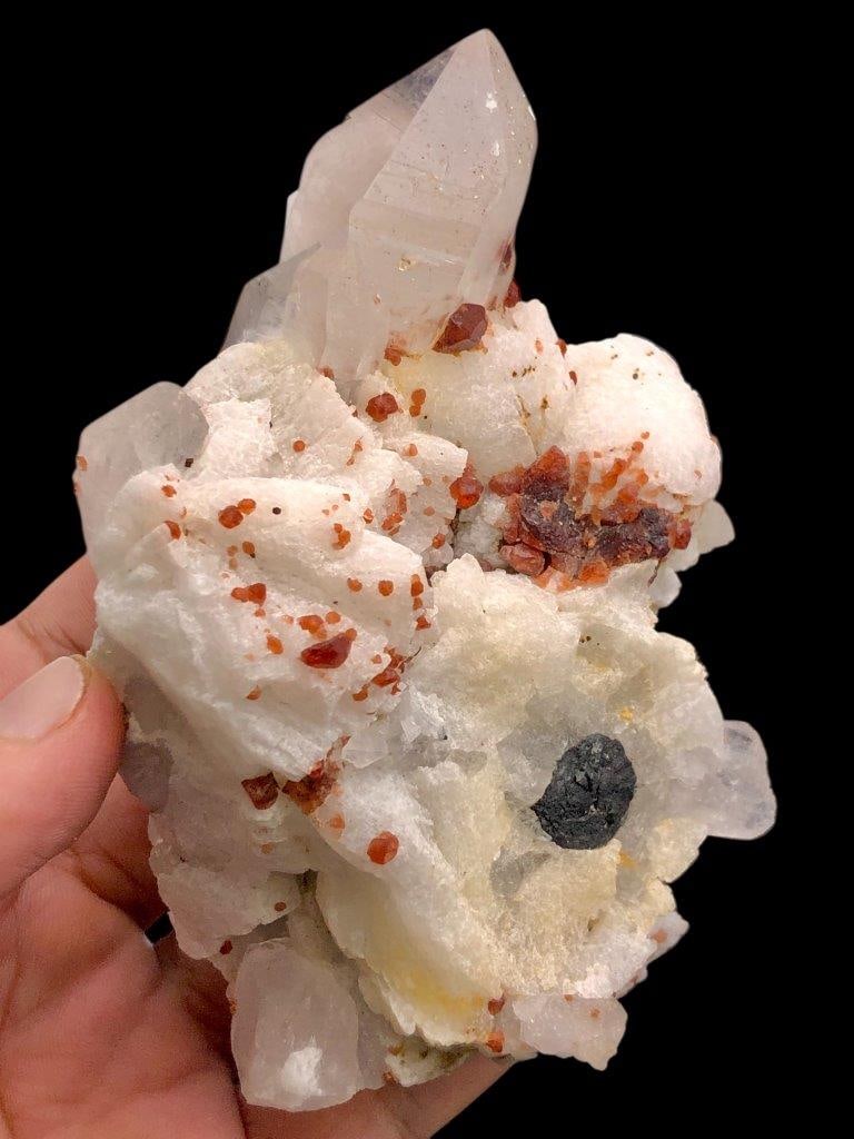 323 GRAMS Garnet Cluster With Quartz & Black Tourmaline - 120X80X50 mm (1 of 5)