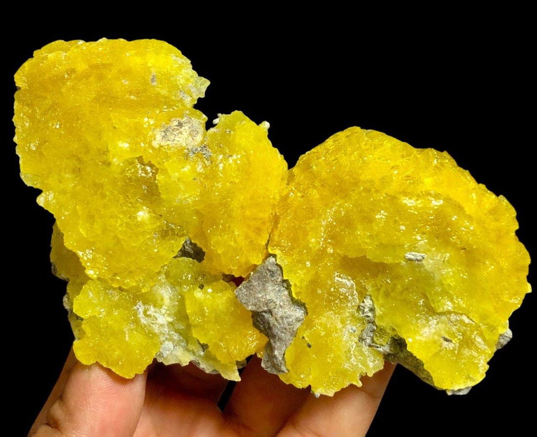 165.41 Grams Deep Yellow Brucite Mineral Formation on Matrix - 165X70X15 mm (1 of 6)