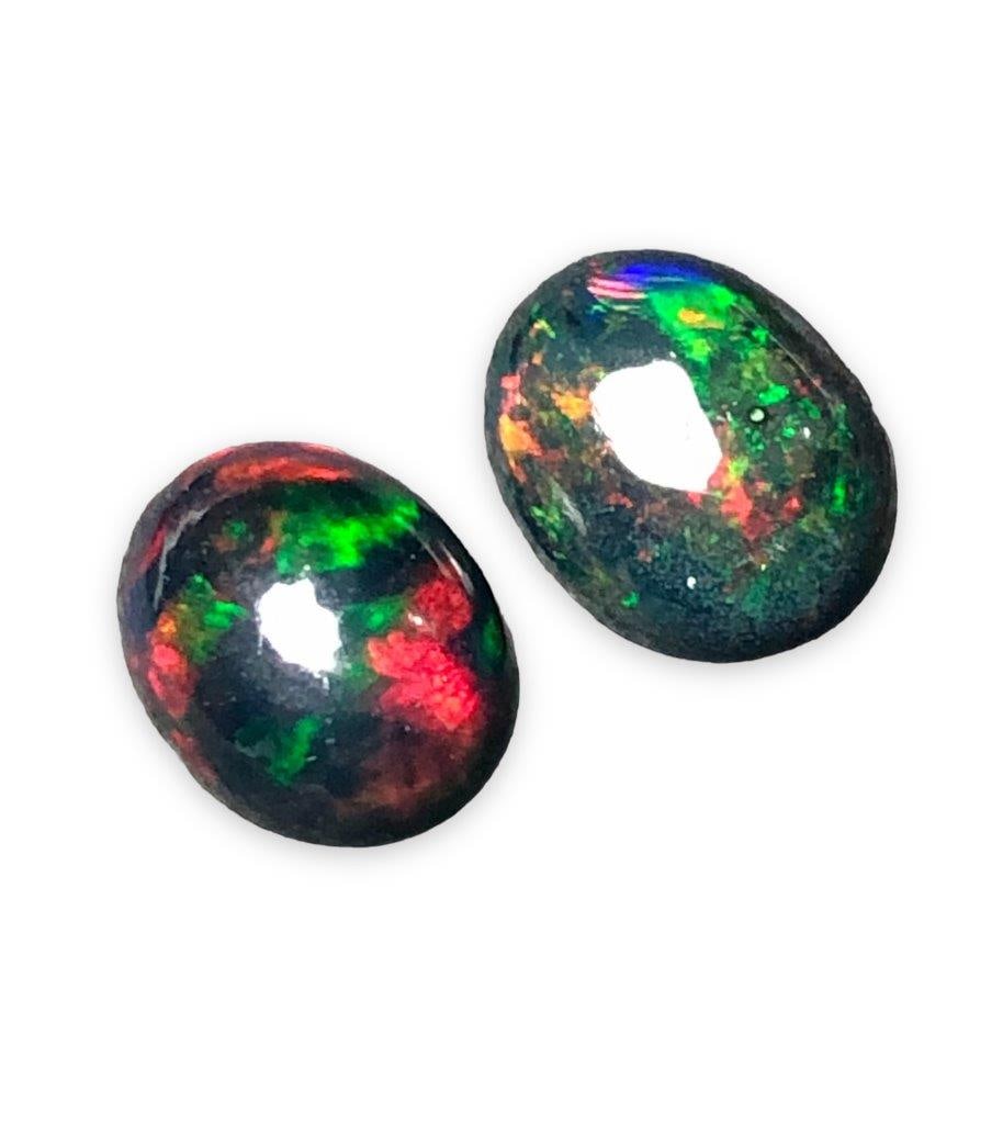 Paired Fire Black Opal - 10X7X4 mm (1 of 2)
