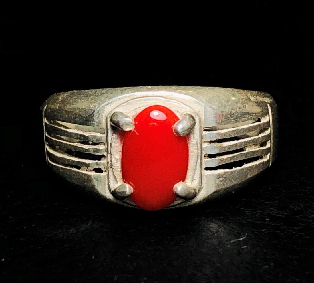 Sterling Silver Natural Italian Coral RIng (1 of 2)