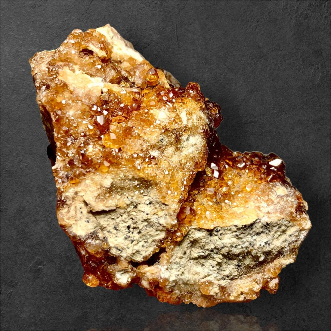 Natural Hessonite Garnet Cluster on Matrix Mineral Specimen - 278 Grams - 73X55X50 mm: Natural Hessonite Garnet Cluster on Matrix Mineral Specimen - 278 Grams - 73X55X50 mm Shipping Rate: $23.00 .shipping rates are determined by Parcel weight and destination.Combined shipping: We