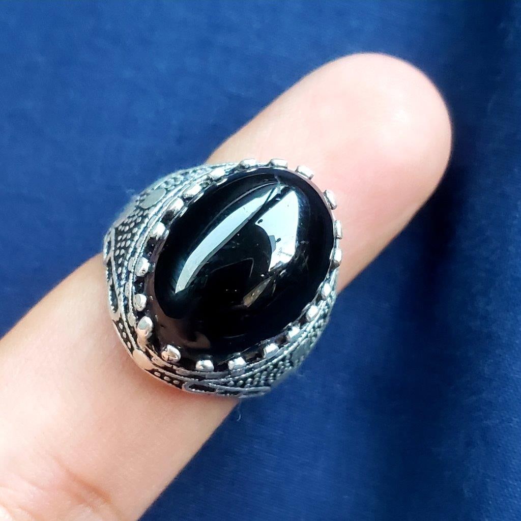 Sterling Silver Agate Cab Ring - 4