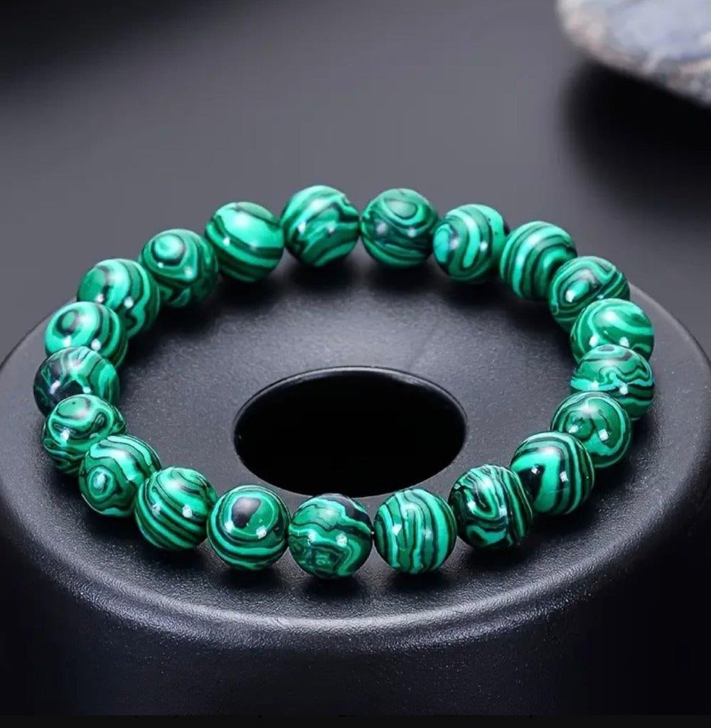 Best Quality Natural Malachite Stretchable Bracelet (1 of 5)