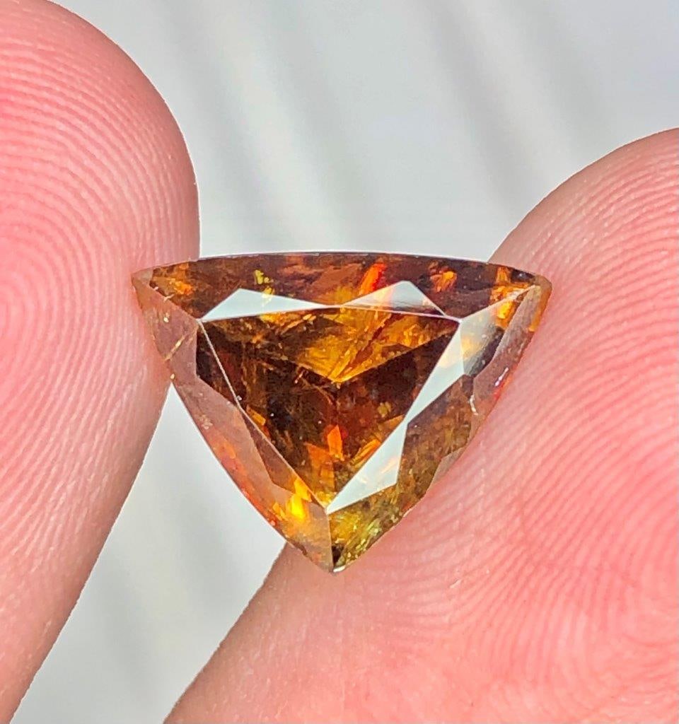 Trillion Cut Natural Sphene Gemstone - 4.5 Carats - 11X11X6 mm: Trillion Cut Natural Sphene Gemstone - 4.5 Carats - 11X11X6 mm Shipping: