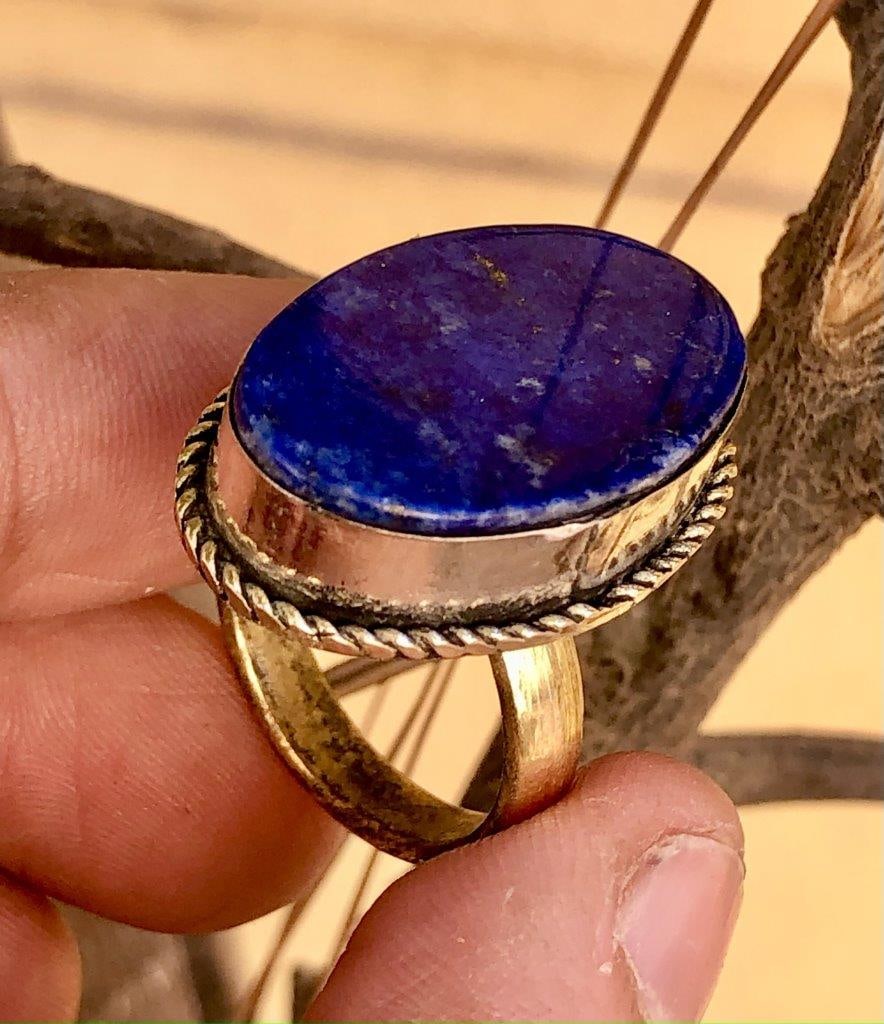 Lapis Lazuli Ring, Hand Carved Gemstone Ring (1 of 4)