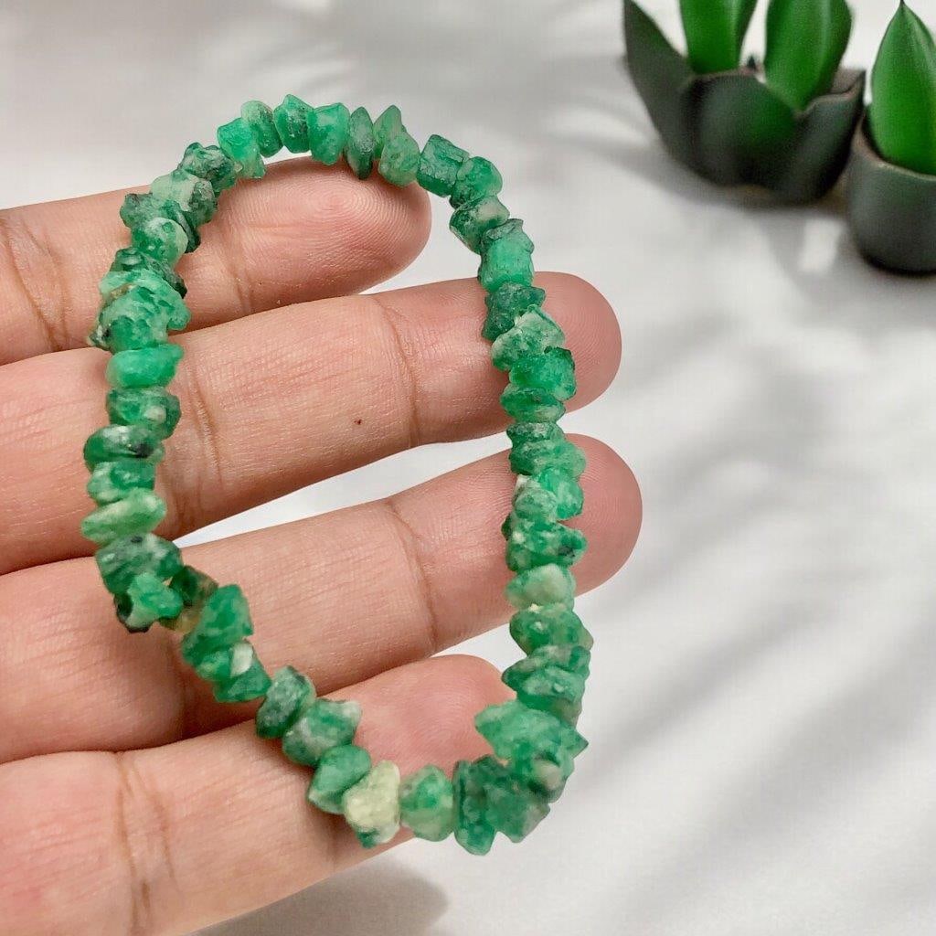 Raw Emerald Beaded Bracelet - Healing Jewelry (1 of 4)