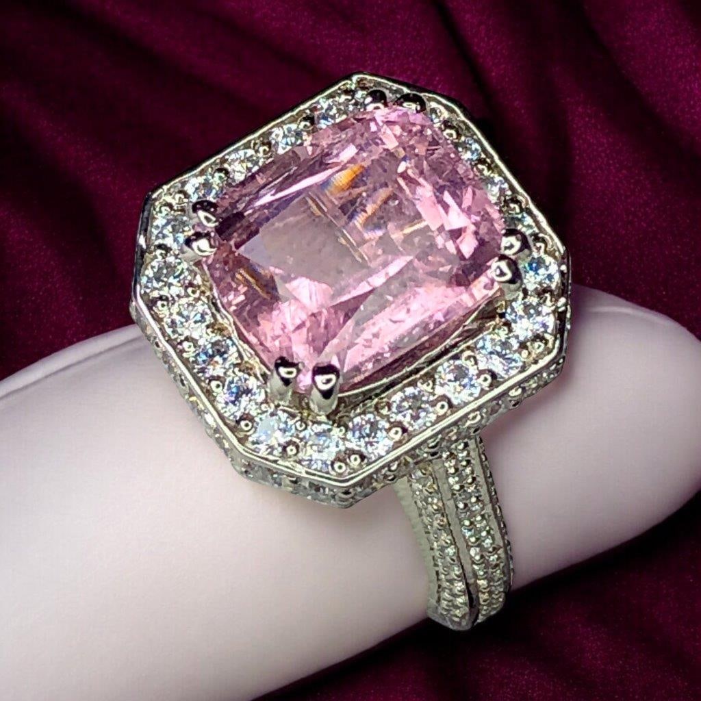 Baby Pink Tourmaline RING in Pure STERLING SILVER - Size - US 8 (1 of 7)