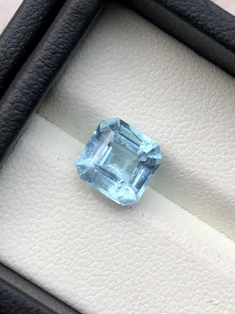 3.10 Carats Asscher Cut Santa Maria Aquamarine Gemstone - 9X9X6 mm: 3.10 Carats Asscher Cut Santa Maria Aquamarine Gemstone - 9X9X6 mm Choose design of your own and we will make it for youWe accept custom order in Sterling Silver, Gold and Platinum in WholeSale PriceC