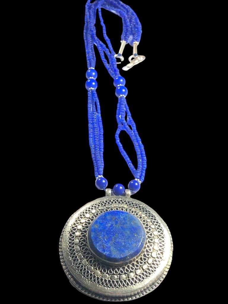 Antique hazara handmade Lapis Lazuli necklace, very super gorgeous necklace: Antique hazara handmade Lapis Lazuli necklace, very super gorgeous necklaceShipping Rate: $23.00 .shipping rates are determined by Parcel weight and destination.Combined shipping: We offer combine