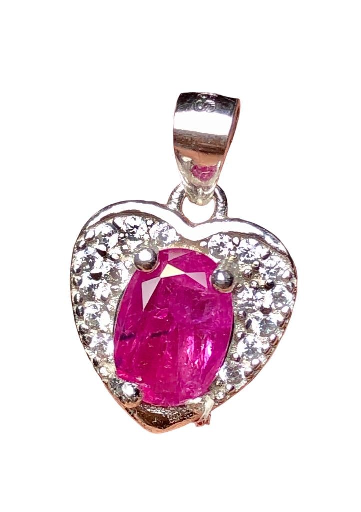 VERY FINE QUALITY RUBY PENDANT IN SILVER - 3