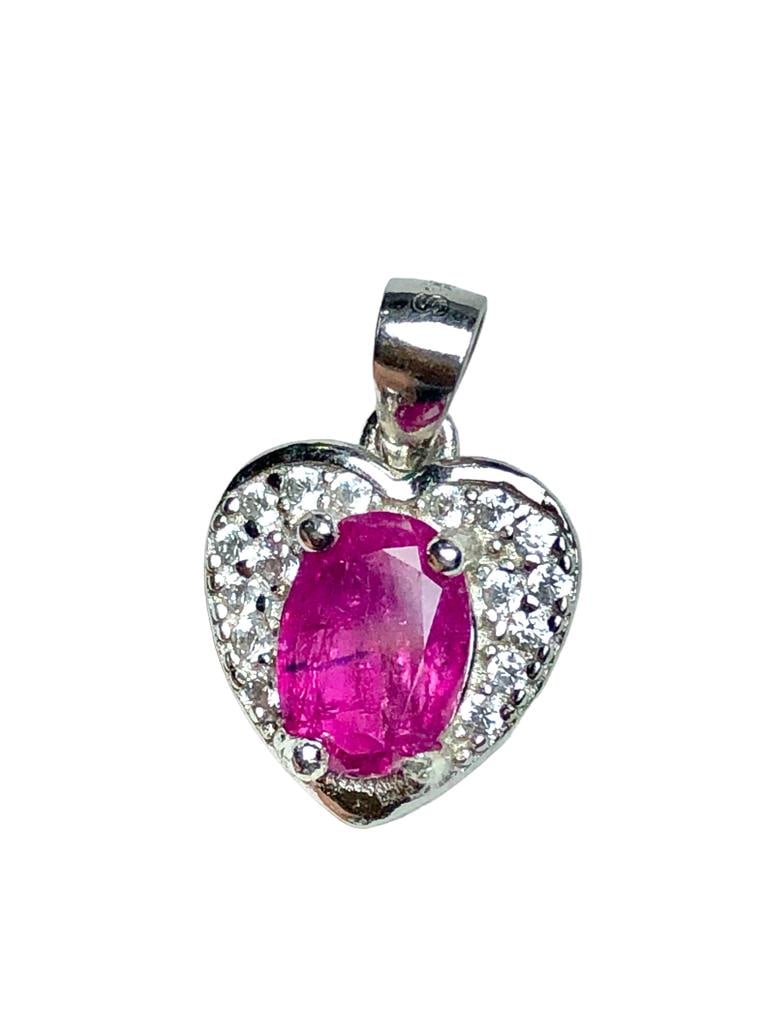 VERY FINE QUALITY RUBY PENDANT IN SILVER - 4