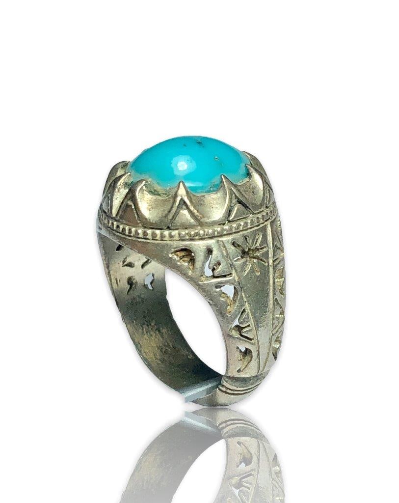 Genuine Turquoise Ring, Silver Turquoise Ring (1 of 4)