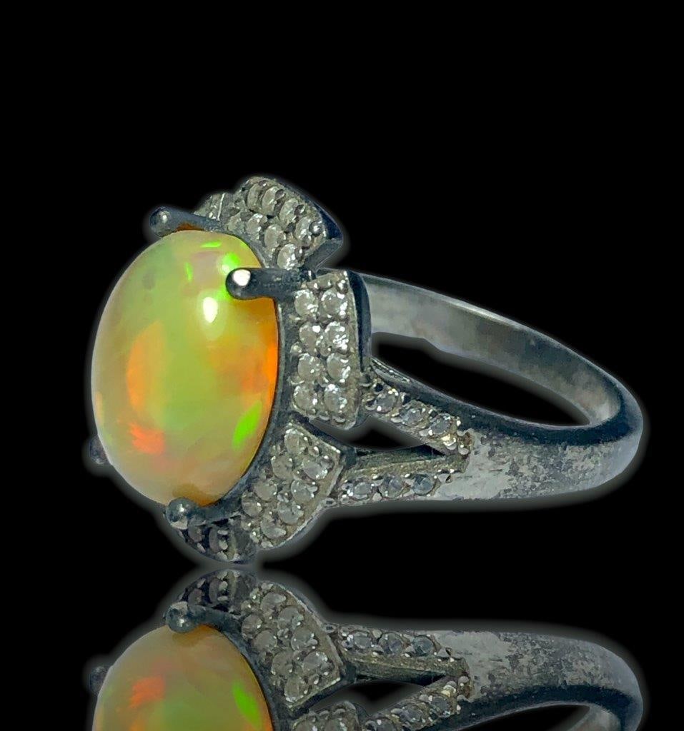 Unique Opal Ring-Opal Engagement Ring - 4