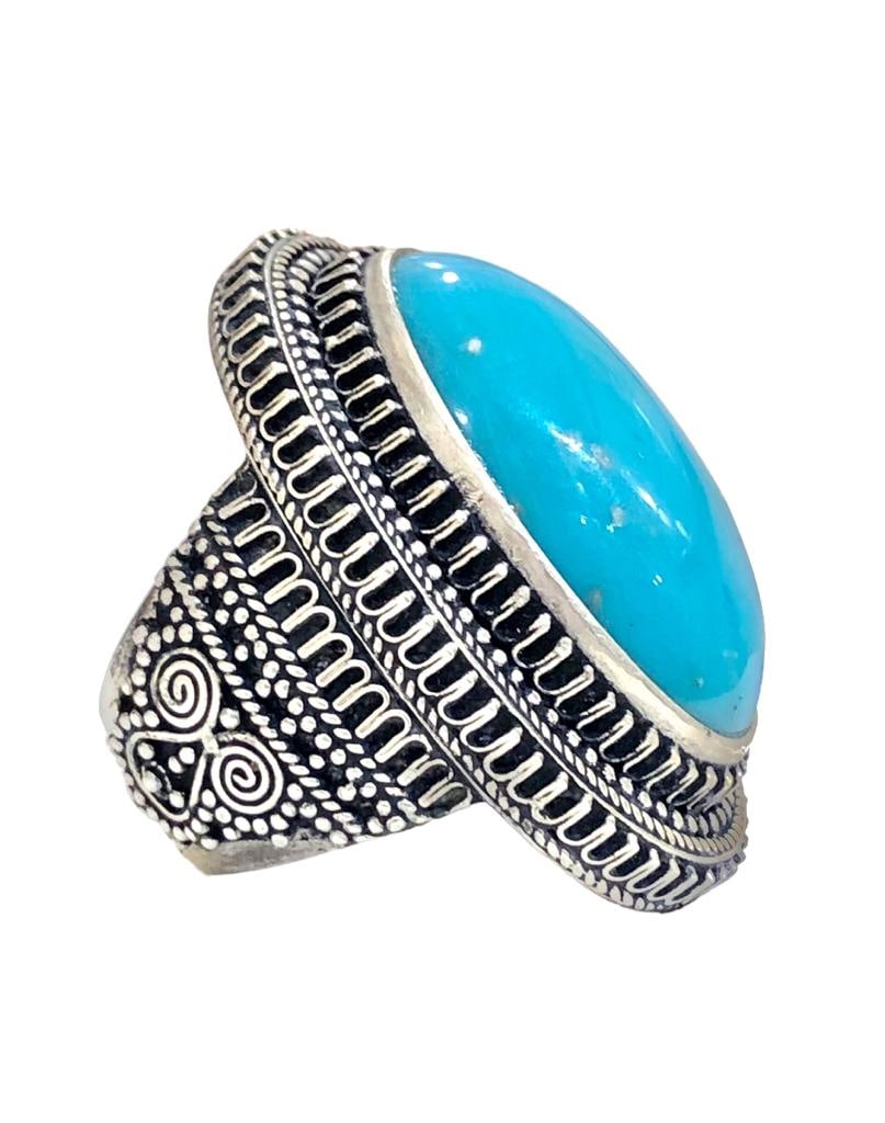 Turquoise ring, Solid Sterling Silver Ring, Natural Turquoise Ring - 4