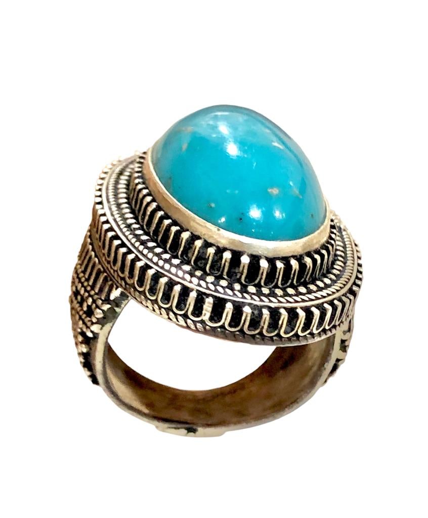 Turquoise ring, Solid Sterling Silver Ring, Natural Turquoise Ring - 5