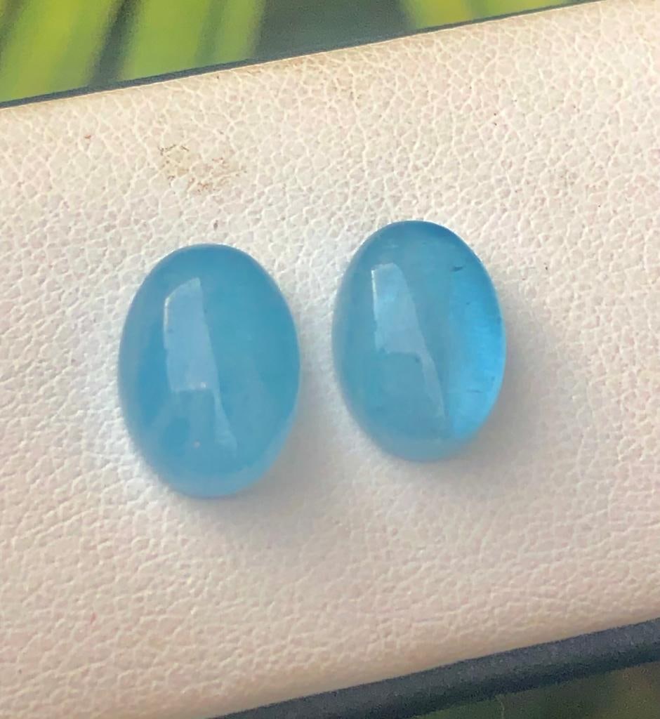 14.60 Carats Paired Aquamarine Cabs - 14X10X7 mm: 14.60 Carats Paired Aquamarine Cabs - 14X10X7 mm FREE SHIPPING: