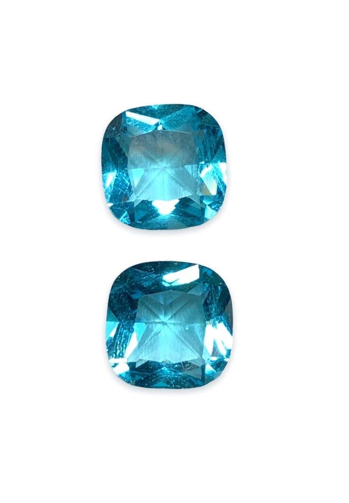 Flawless Paired Swiss Blue Topaz - 10.70 Carats - 12X12X7 mm (1 of 2)