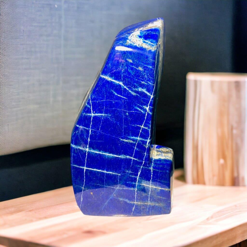 3.2 KG Very Fine Quality Natural Lapis Lazuli Freefoam Standing Tumble - 10X5.5X2 Inch (1 of 8)