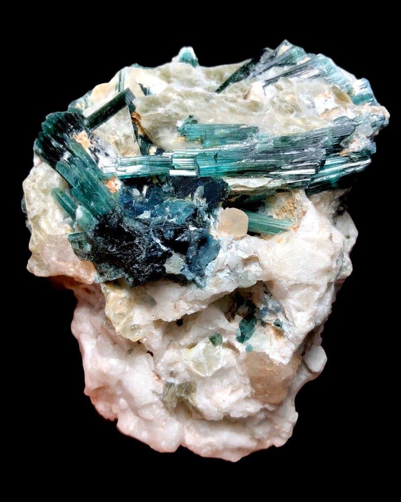 Indicolite Tourmaline Crystals Cluster On Matrix - 266 Grams - 9X6X6 cm (1 of 3)