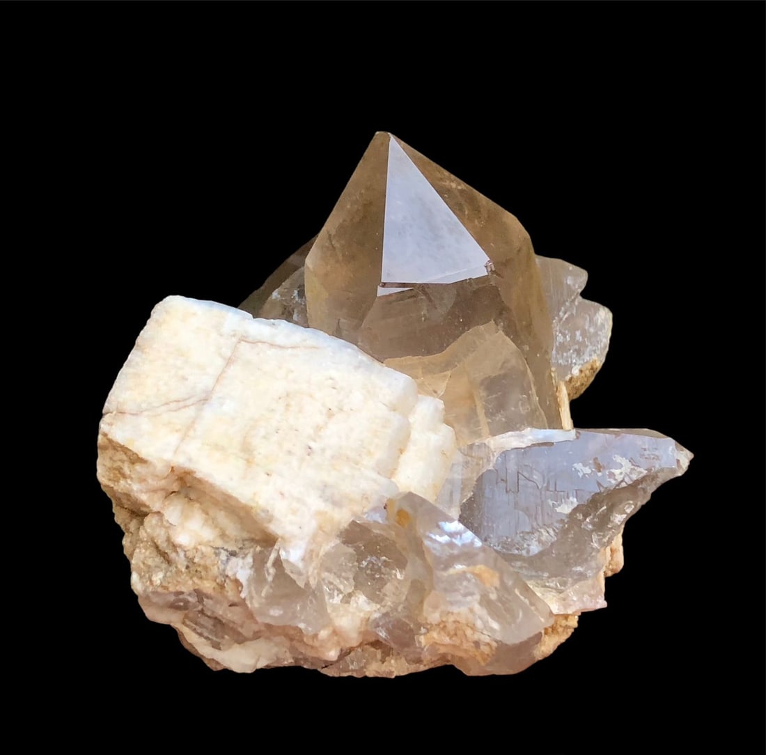 Collection Piece - Smoky Quartz With Garnet And Fledspar Mineral - 343 grams - 90X77X75 mm (1 of 6)