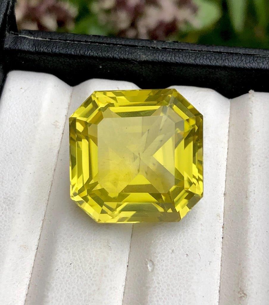 50 Carats Flawless Asscher CUT Citrine Quartz Gemstone - 23X23X16.5 mm (1 of 5)