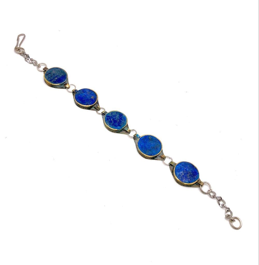 Brass Lapis Lazuli Bracelet – Handmade Natural Blue Stone Bracelet for Women & Men: This elegant brass lapis lazuli bracelet combines the timeless beauty of natural lapis lazuli with the warm tone of polished brass. The deep royal blue lapis stone, often highlighted with natural gold