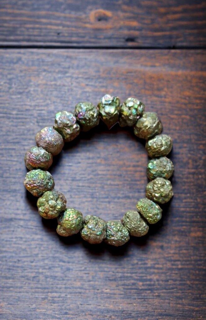 PYRITE Bracelet Stretch Fit Handmade Crystal Gemstone: PYRITE Bracelet Stretch Fit Handmade Crystal Gemstone Shipping: