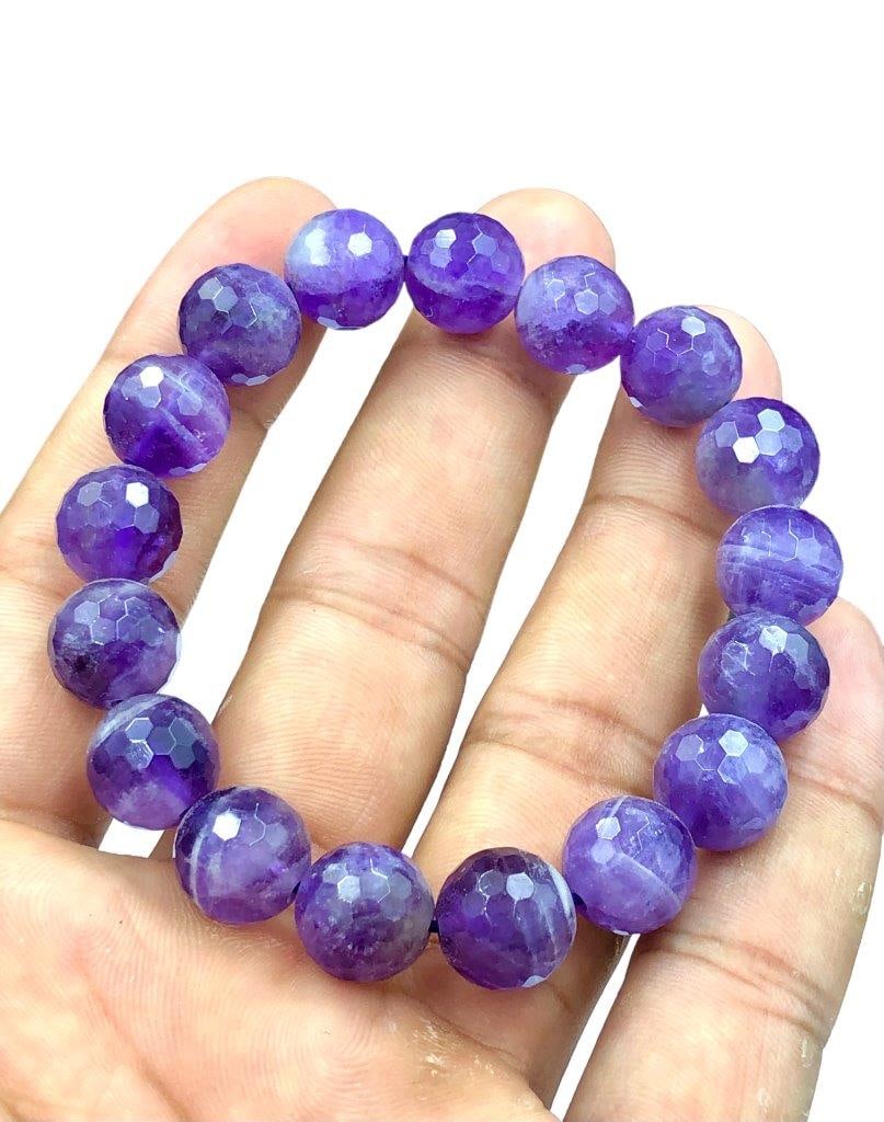 Natural Amethyst Beaded Bracelet: Natural Amethyst Beaded Bracelet Shipping: