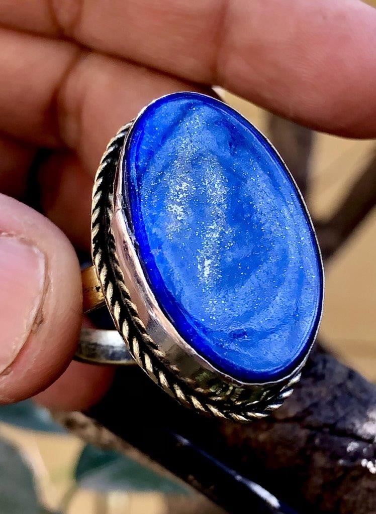 LAPIS LAZULI Brass ring, Lapis ring, Handmade ring, (1 of 4)