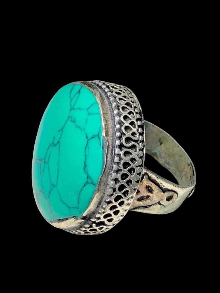 Chinese Torquoise Ring - Vinatge Brass Jewelry (1 of 5)