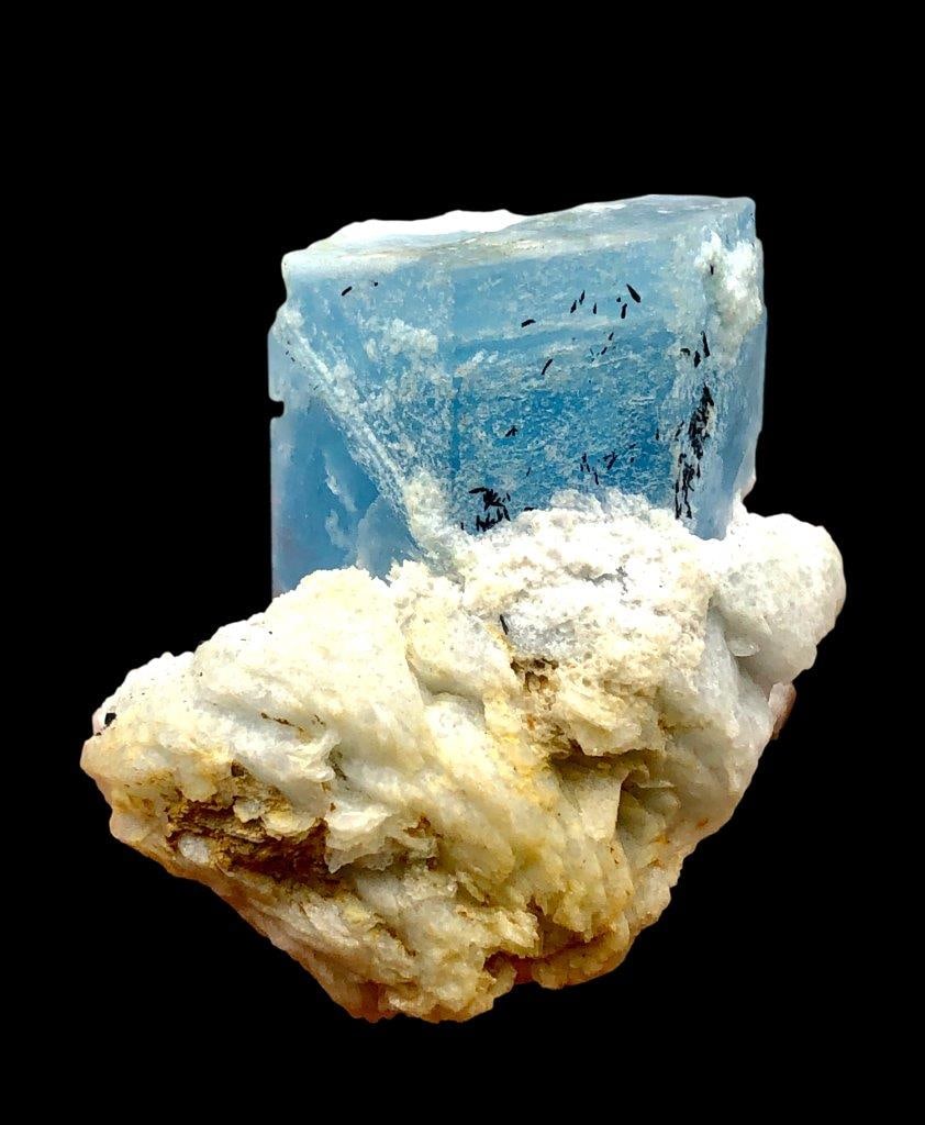 90 Grams Deep Blue Terminated Aquamarine Crystal On Matrix - 50X50X40 mm: 90 Grams Deep Blue Terminated Aquamarine Crystal On Matrix - 50X50X40 mmShipping Rate: FREE SHIPPING .shipping rates are determined by Parcel weight and destination.Combined shipping: We offer combine