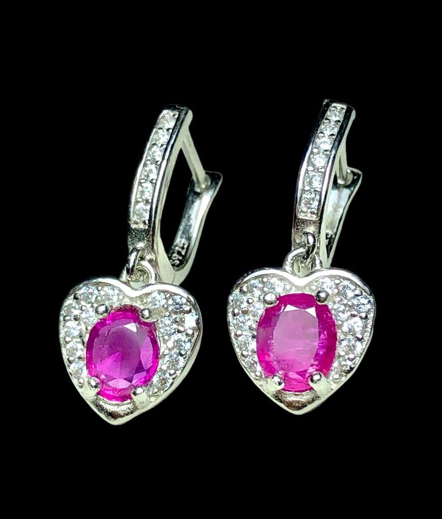 Natural Ruby Earrings in Silver: Natural Ruby Earrings in SilverStones Weight: 3.20 CaratsJewelry Weight: 4.60 GramsMetal: SIlver Choose design of your own and we will make it for youWe accept custom order in Sterling Silver, Gold