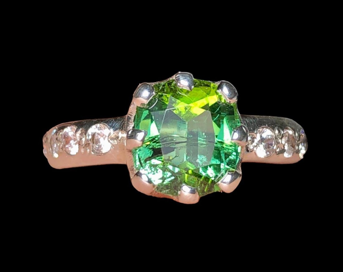 Mint Green Tourmaline Ring in Silver: Mint Green Tourmaline Ring in Silver Stone Weight: 3.50 CaratsRing Size: 7.5 US(Adjustable)Ring Weight: 4.75 Grams Choose design of your own and we will make it for youWe accept custom order in