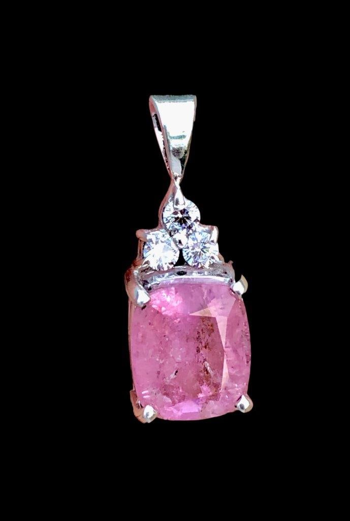 Pink Tourmaline Necklace Pendant: Pink Tourmaline Necklace PendantStone Weight: 7 CaratsPENDANT Weight: 5.10 Grams Choose design of your own and we will make it for youWe accept custom order in Sterling Silver, Gold and Platinum in
