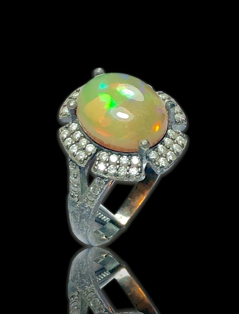 White Opal Ring in Silver - 4