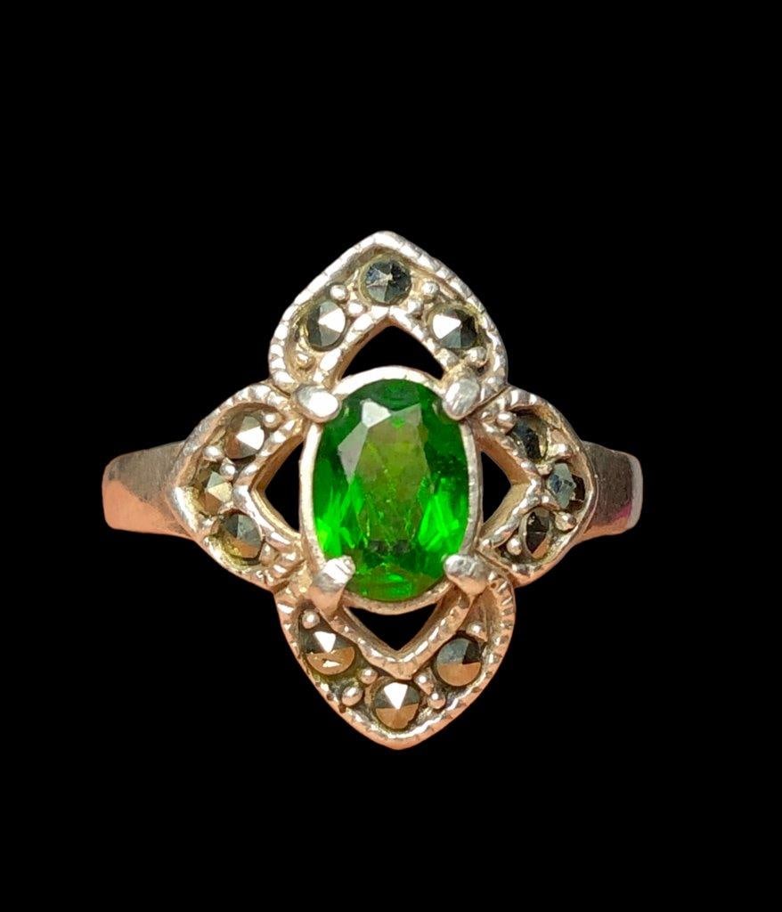 Tsavorite Garnet Ring In Silver: Tsavorite Garnet Ring In SilverStone Weight: 1.2 Carats Silver: 3 GramsRing Size: 7.5 US (Adjustable) Choose design of your own and we will make it for youWe accept custom order in Sterling Silver, Go