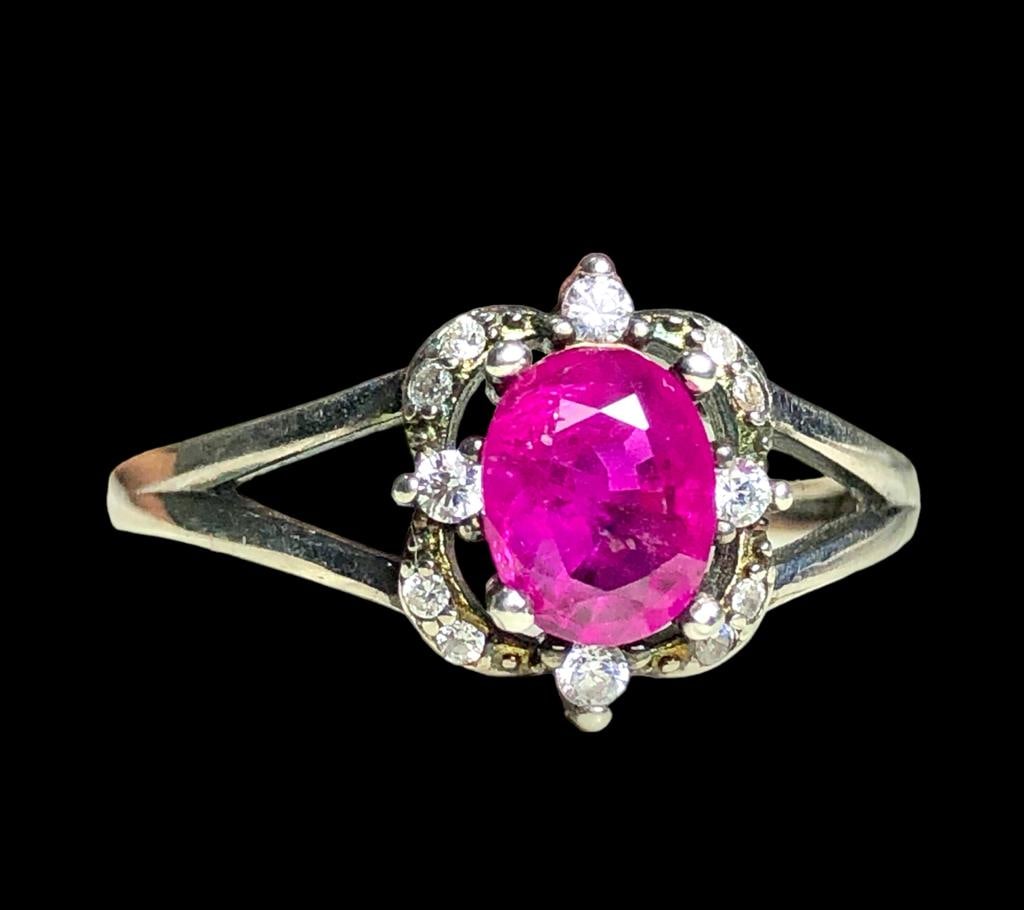 Natural Ruby Ring in Silver - 4