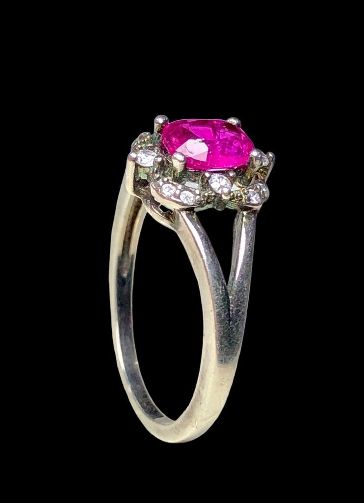Natural Ruby Ring in Silver - 5