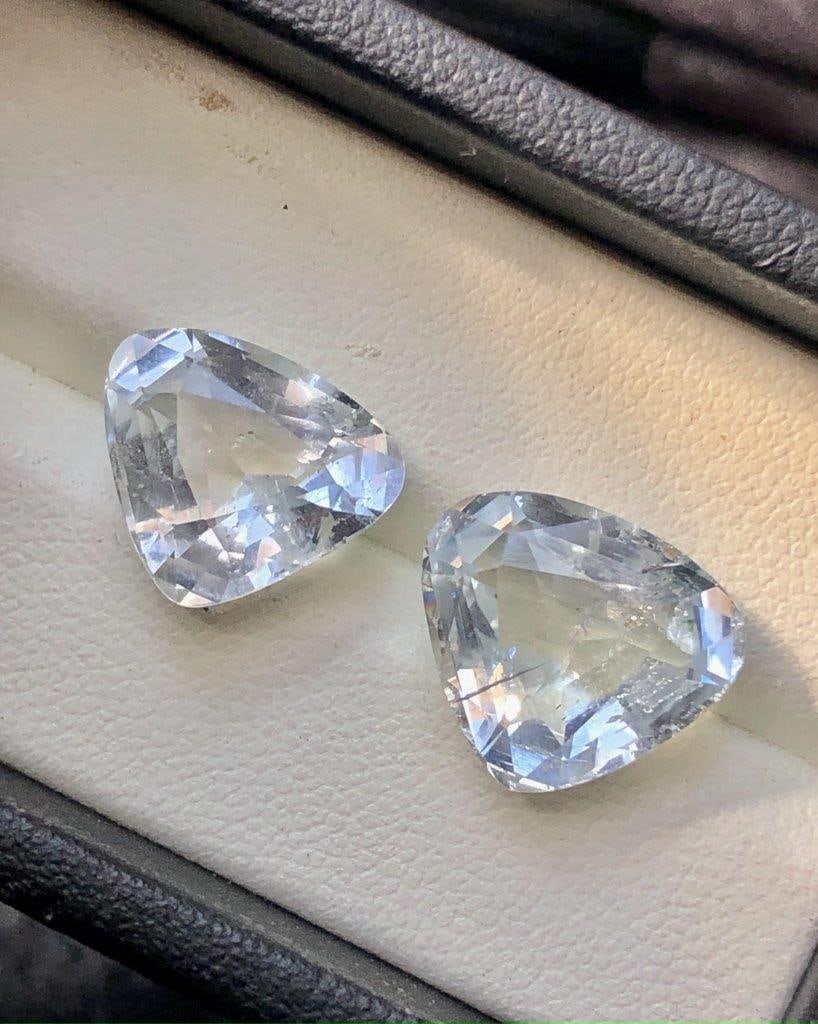 12.90 carats Perfect Paired Aquamarine Gemstones For Earrings - 12X15X8 mm: 12.90 carats Perfect Paired Aquamarine Gemstones For Earrings - 12X15X8 mm Choose design of your own and we will make it for youWe accept custom order in Sterling Silver, Gold and Platinum in WholeSal