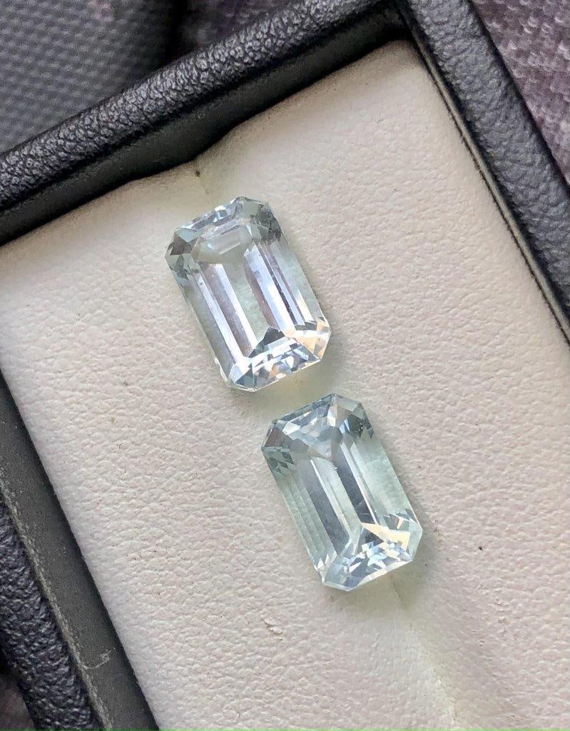 7.80 Carats Paired Aquamarine Gemstones - 12X8X7 mm: 7.80 Carats Paired Aquamarine Gemstones - 12X8X7 mm Choose design of your own and we will make it for youWe accept custom order in Sterling Silver, Gold and Platinum in WholeSale PriceColored Gems Dia