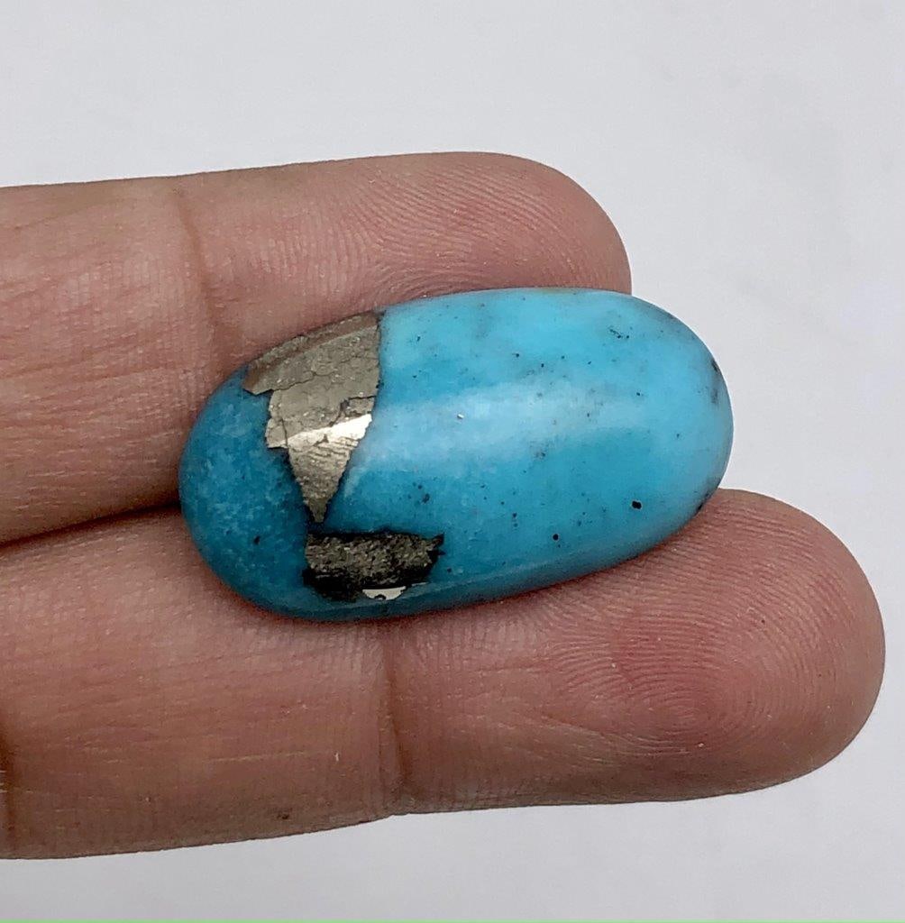 30.70 Carats Natural Turquoise Gemstone Wit Pyrite - 29X16X8 mm: 30.70 Carats Natural Turquoise Gemstone Wit Pyrite - 29X16X8 mm Choose design of your own and we will make it for youWe accept custom order in Sterling Silver, Gold and Platinum in WholeSale PriceColo