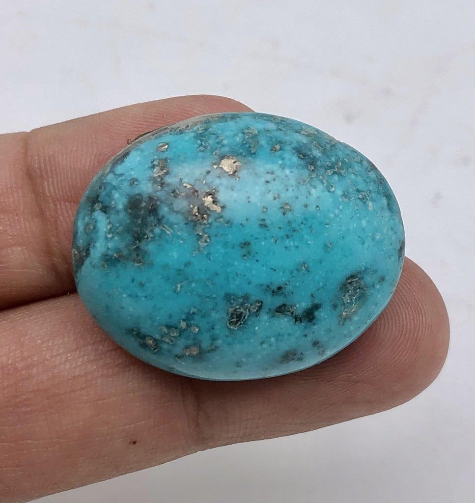 56.20 Carats Turquoise Gemstone With Pyrite - 31X25X11 mm: 56.20 Carats Turquoise Gemstone With Pyrite - 31X25X11 mm Choose design of your own and we will make it for youWe accept custom order in Sterling Silver, Gold and Platinum in WholeSale PriceColored Ge